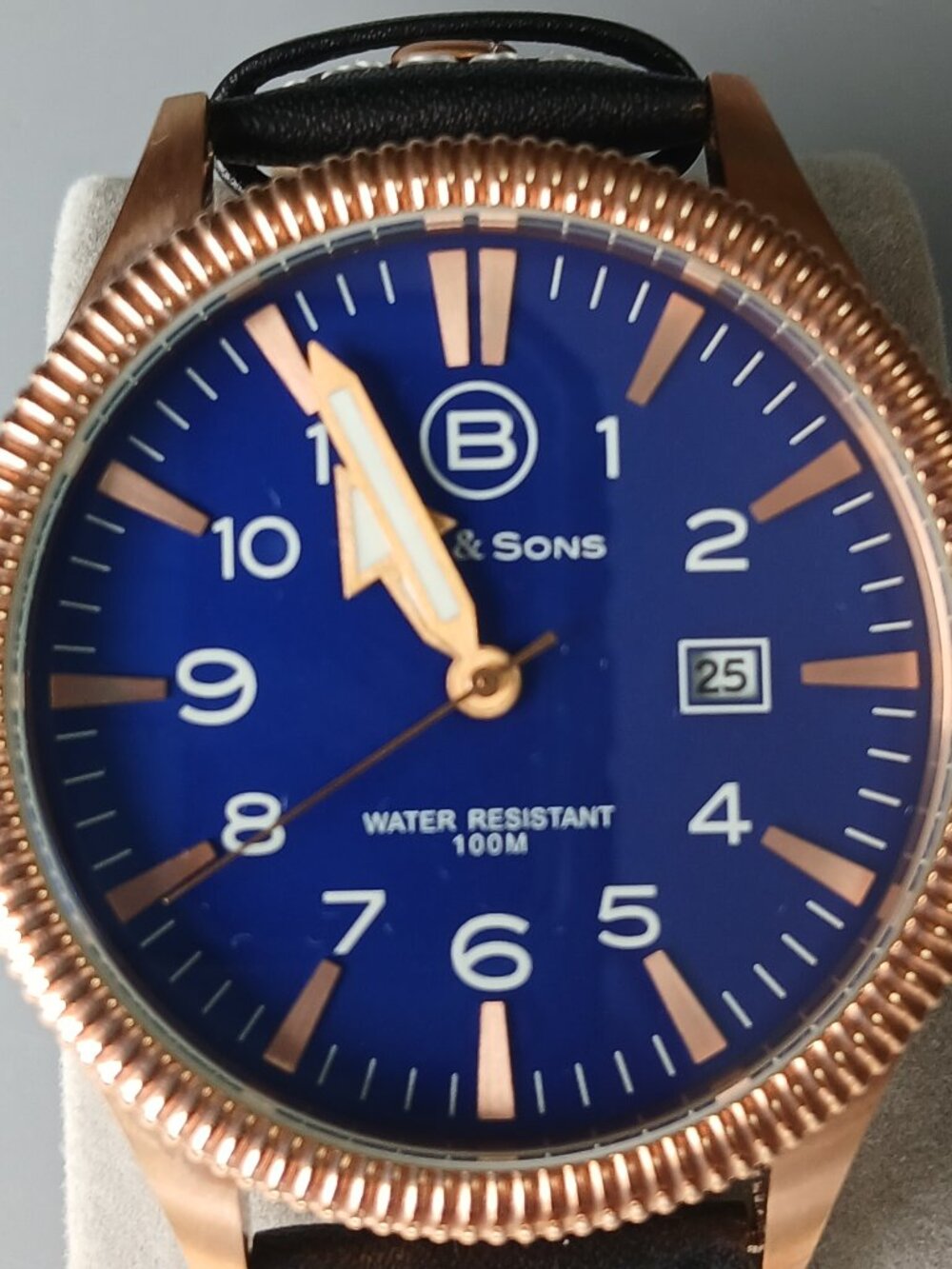 Ben & Sons Blue and Copper Watch w/leather strap